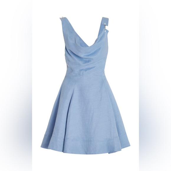 AJE Liberty Asymmetric Linen-Blend Mini Dress - Picture 2 of 9